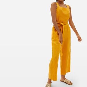 EVERLANE LINEN SQUARE NECK JUMPSUIT YELLOW MARIGOLD 0P / XS